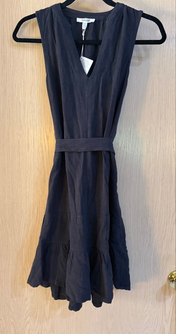 Splendid Collection Linen Blend Tie Waist Dress XS NWT